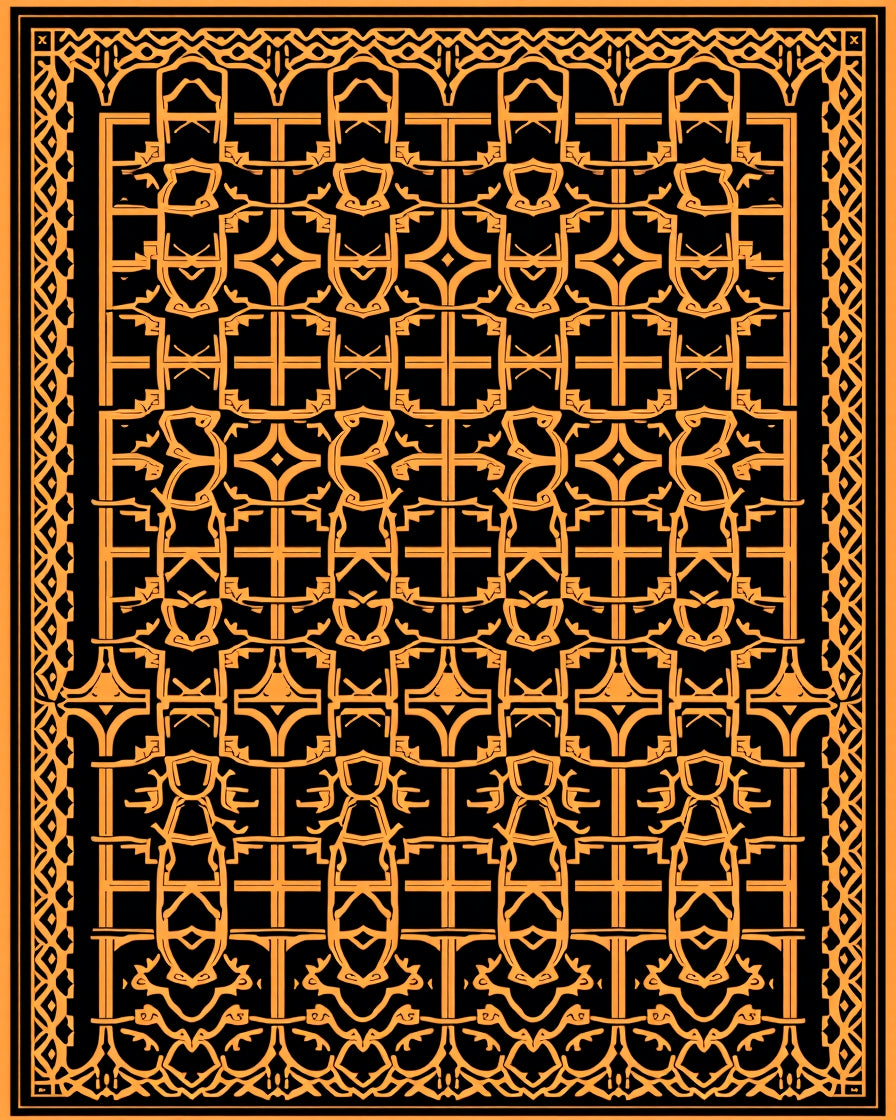 Bold Orange Geometric Lattice Rug