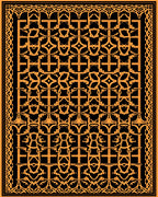 Bold Orange Geometric Lattice Rug