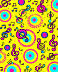 Bright Yellow Musical Notes Circles Rug