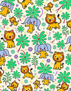 Whimsical Jungle Animals Floral Arrangement Rug