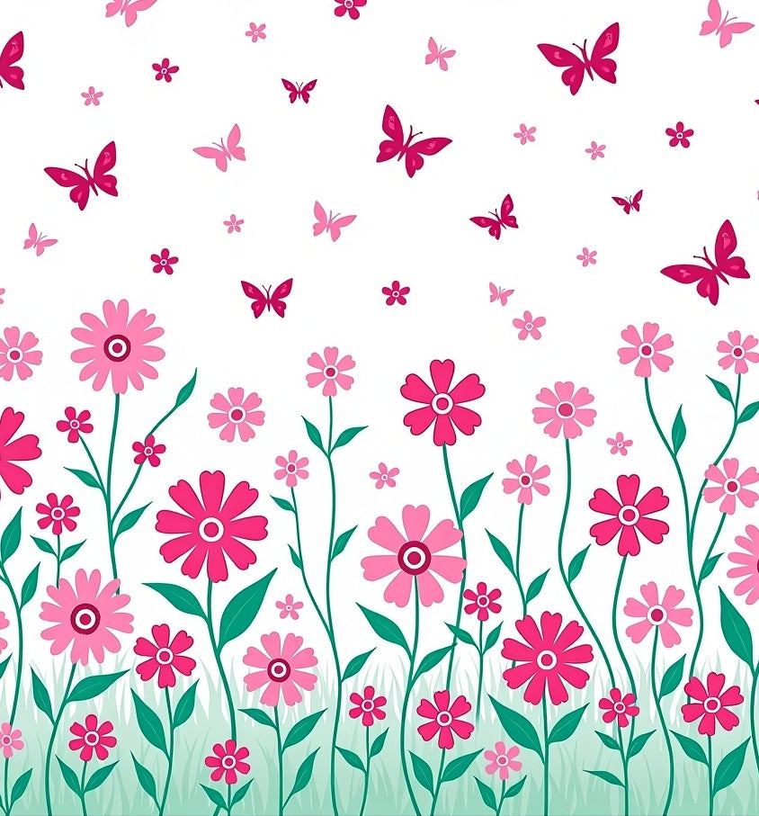 Pink Meadow Floral Butterfly Bloom Rug