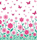 Pink Meadow Floral Butterfly Bloom Rug