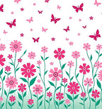 Pink Meadow Floral Butterfly Bloom Rug