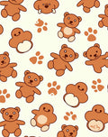 Caramel Teddy Bear Paw Print Rug