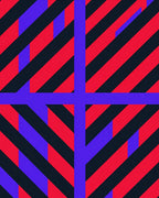 Bold Red Blue Stripped Geometric Rug
