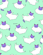 Cute Purple Cat Cloud Figures Rug