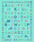 Ocean Alphabet Coral Dolphin Rug