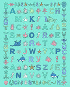 Ocean Alphabet Coral Dolphin Rug