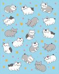 Whimsical Grey White Cats Stars Rug
