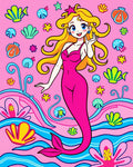 Bright Pink Mermaid Ocean Waves Rug
