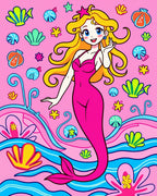 Bright Pink Mermaid Ocean Waves Rug