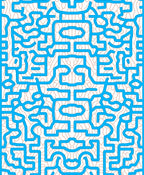 Blue Abstract Circuit Terran Maze Rug