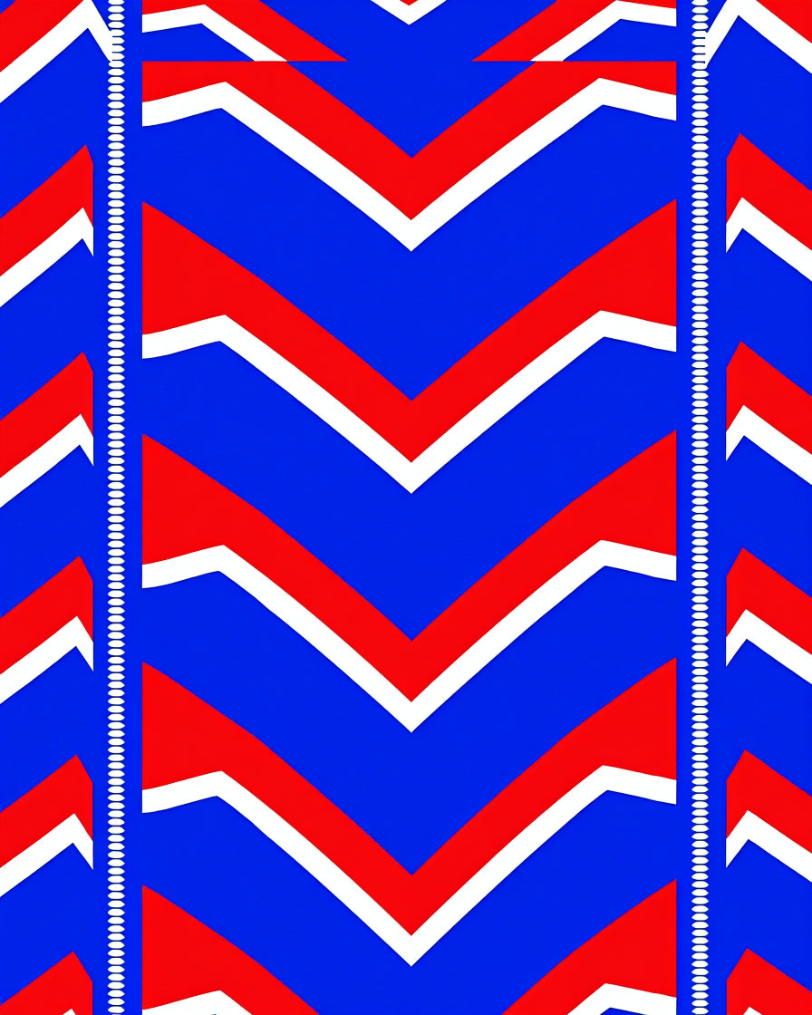 Bold Blue Red Chevron Stripe Rug