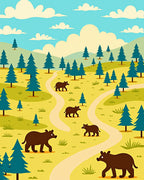 Woodland Bear Nature Scene Rug