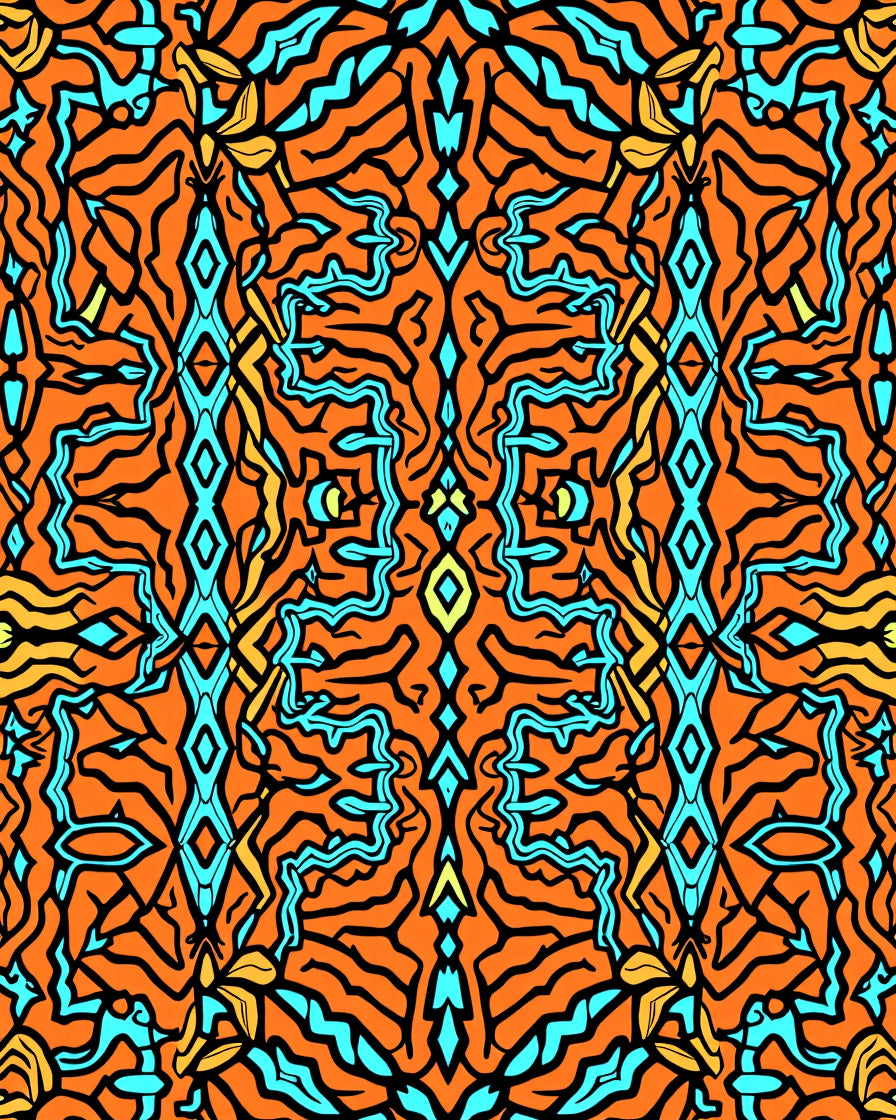 Whimsical Orange Blue Abstract Psychedelic Rug