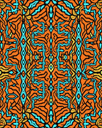 Whimsical Orange Blue Abstract Psychedelic Rug