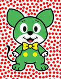 Green Mouse Yellow Bow Red Dots Rug