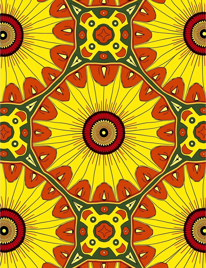 Radiant Yellow Sunburst Medallion Rug