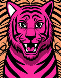 Vibrant Pink Tiger Stripped Face Rug