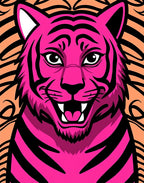Vibrant Pink Tiger Stripped Face Rug