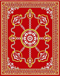 Crimson White Yellow Medallion Filigree Rug