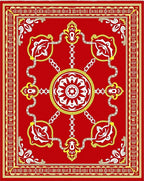 Crimson White Yellow Medallion Filigree Rug