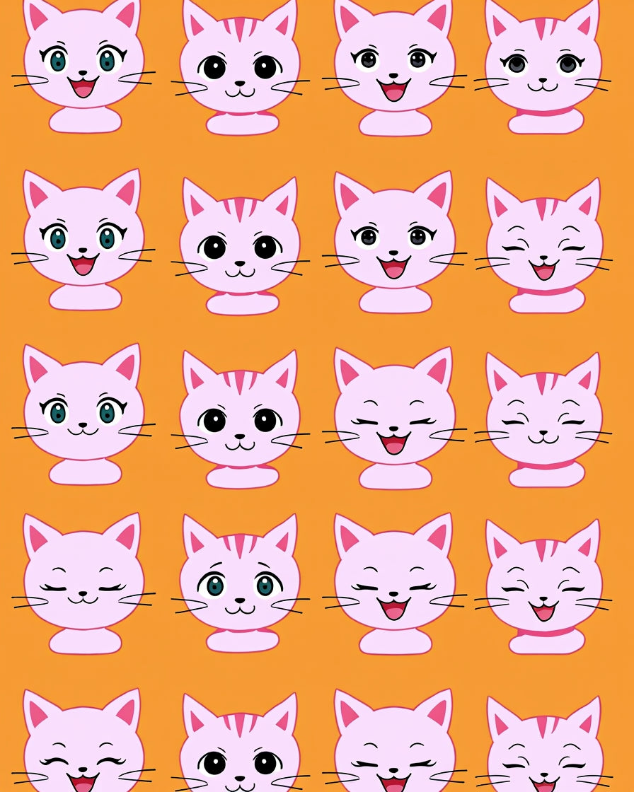 Pink Kitten Faces All Over Print Rug