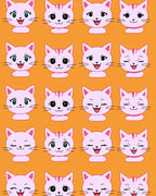 Pink Kitten Faces All Over Print Rug