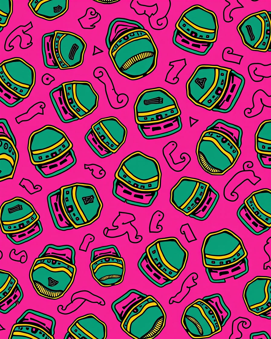 Vibrant Pink Green Retro Stacks Rug