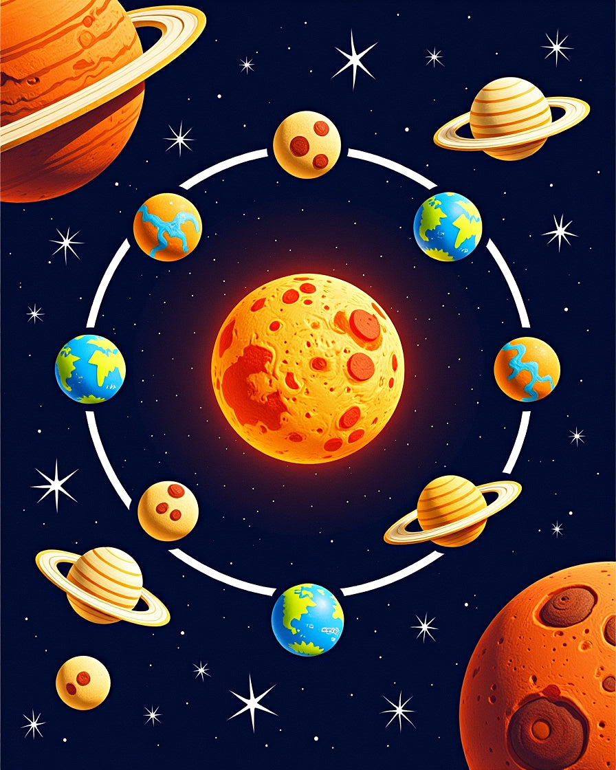 Cosmic Planets In Orbit Arrangement Rug