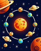 Cosmic Planets In Orbit Arrangement Rug