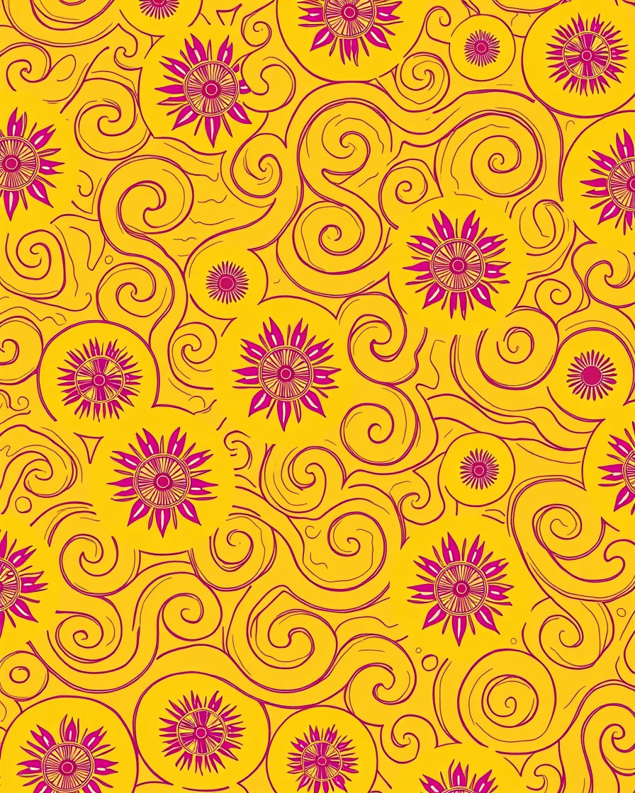 Golden Pink Floral Swirls Rug