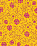 Golden Pink Floral Swirls Rug
