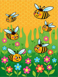 Whimsical Yellow Bees Floral Meadow Rug