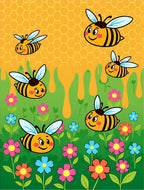 Whimsical Yellow Bees Floral Meadow Rug