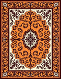 Vibrant Orange and Burgundy Floral Rug