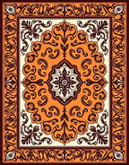 Vibrant Orange and Burgundy Floral Rug