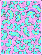 Whimsical Pink Blob Star Swirl Rug