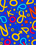 Bold Primary Alphabet Stars Rug