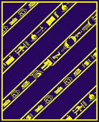 Golden Hieroglyph Stripes on Purple Rug
