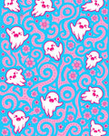 Cute White Ghost Pink Floral Swirl Rug