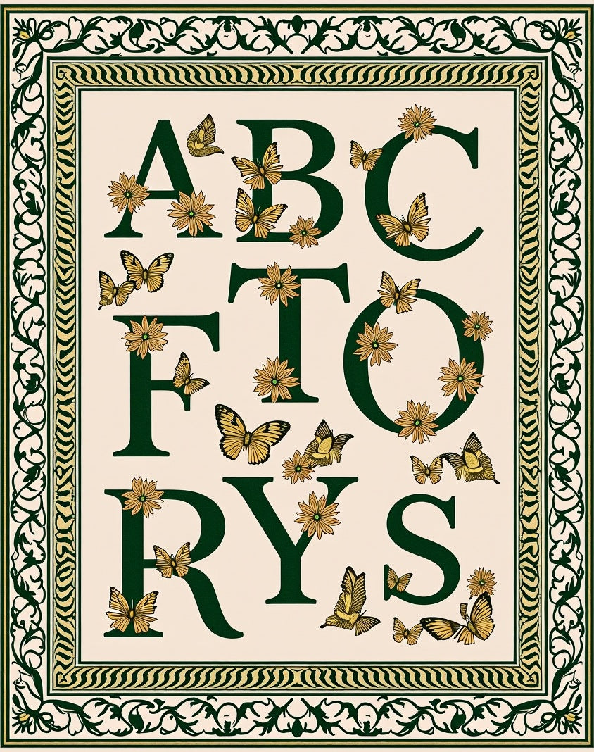 Alphabet Garden Butterfly Yellow Floral Rug