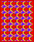 Vibrant Geometric Diamond Red Yellow Rug