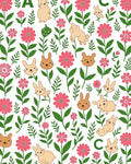 Cheerful Pink Floral Bunny Meadow Rug