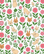 Cheerful Pink Floral Bunny Meadow Rug