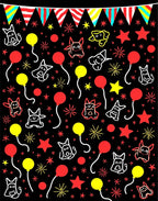 Whimsical Black Creature Balloon Party Rug