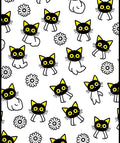 Black Cat Yellow Flower Fun Repeating Rug
