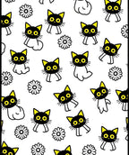 Black Cat Yellow Flower Fun Repeating Rug