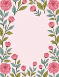 Pink Garden Rose Floral Frame Rug