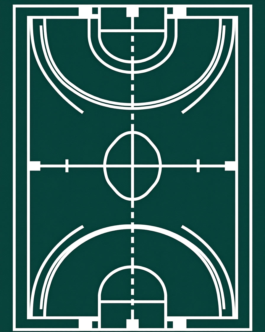 Green Court Lines Geometric Play Rug